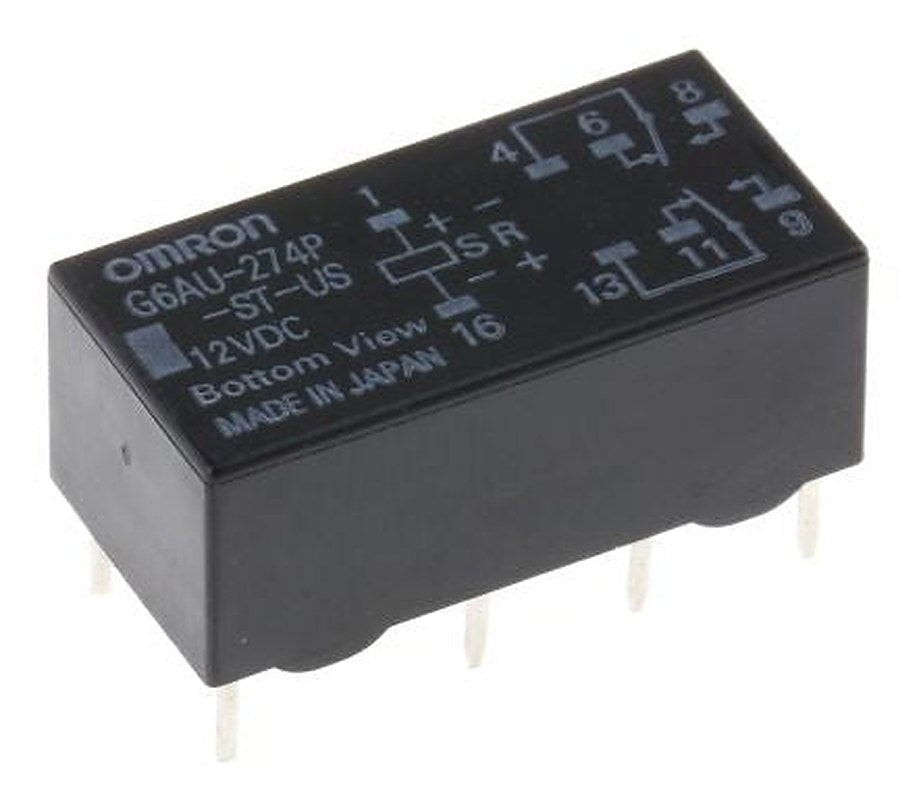 Omron PCB Signal Relay, 12V dc Coil, 2A, DPDT