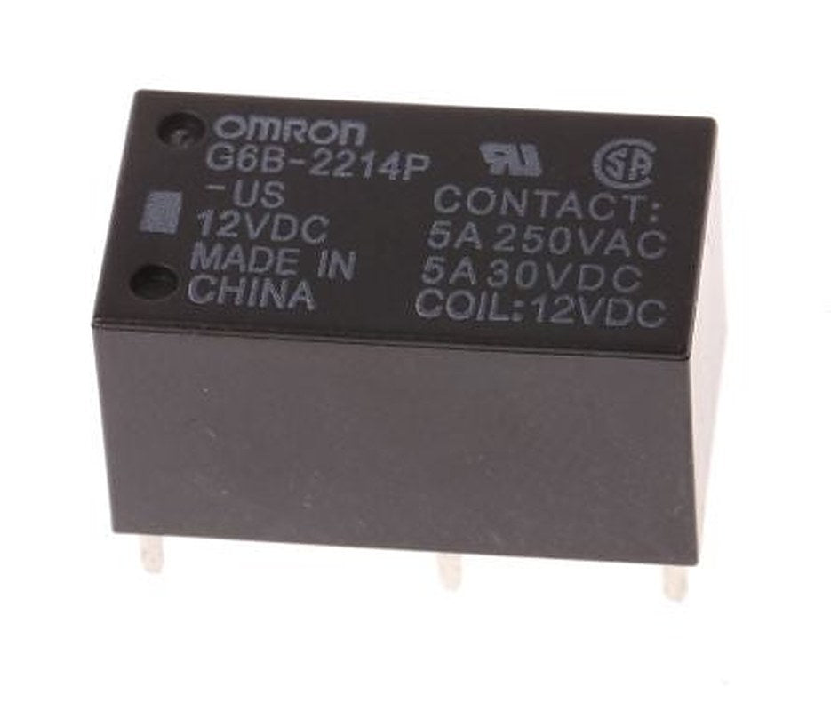 Omron PCB Power Relay, 12V dc Coil, 5A Switching Current, DPST