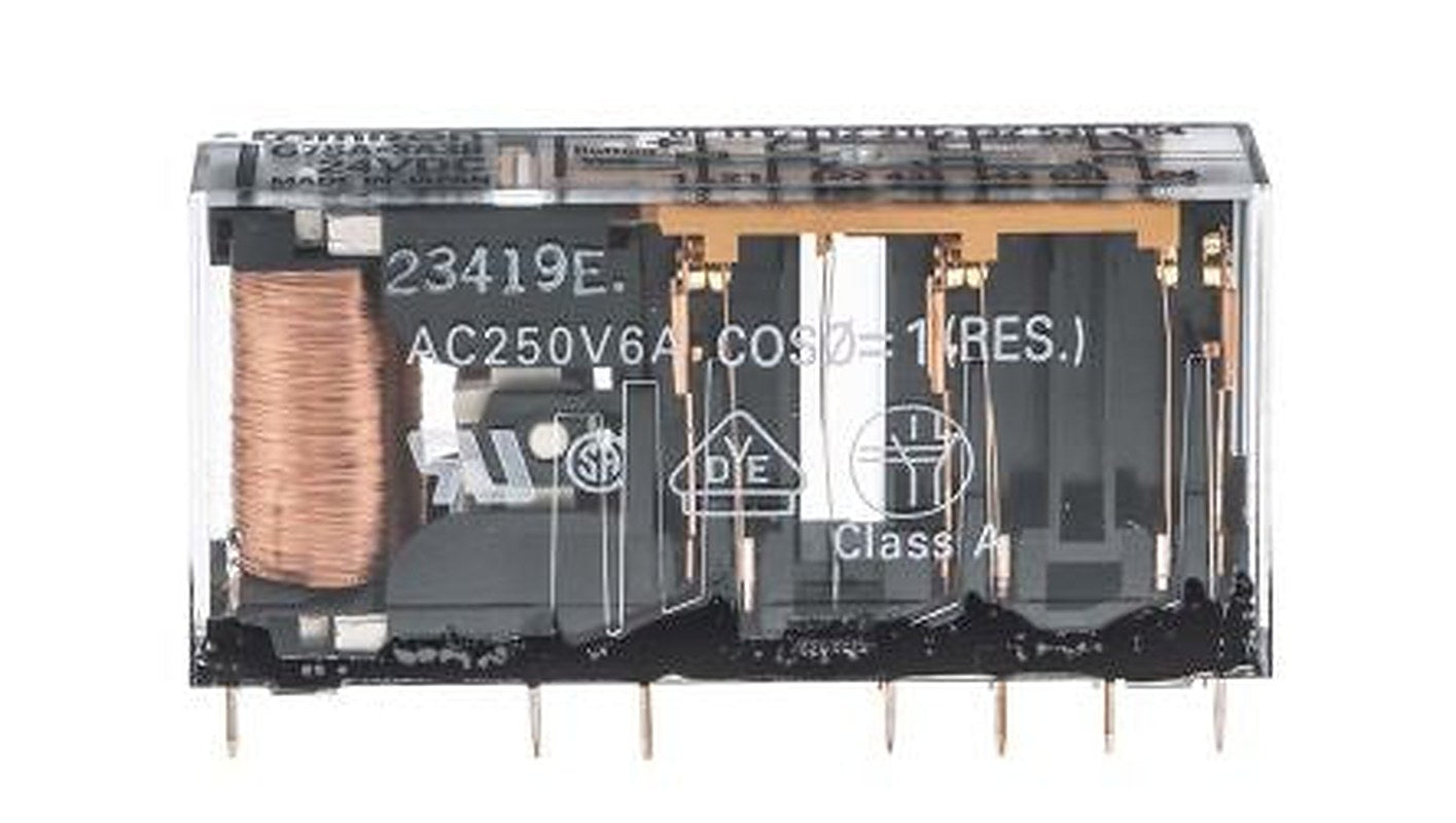 Omron PCB Force Guided Relay, 24V dc Coil Voltage, 6-Pole, 3PDT