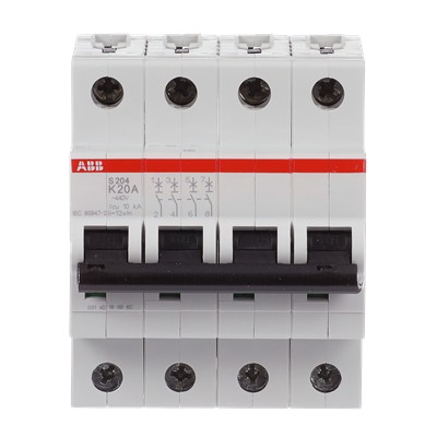 ABB System Pro M Compact S200 Miniature Circuit Breaker, 4-Pole, 20A, Type K, 400V ac AC, 6 kA Breaking Capacity
