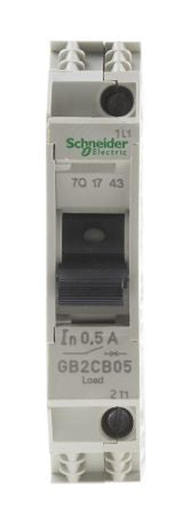 Schneider Electric TeSys TeSyS GB2 Thermal Circuit Breaker - 1-Pole, DIN Rail, 500mA Current Rating, 1.5 kA, 110V ac, 48