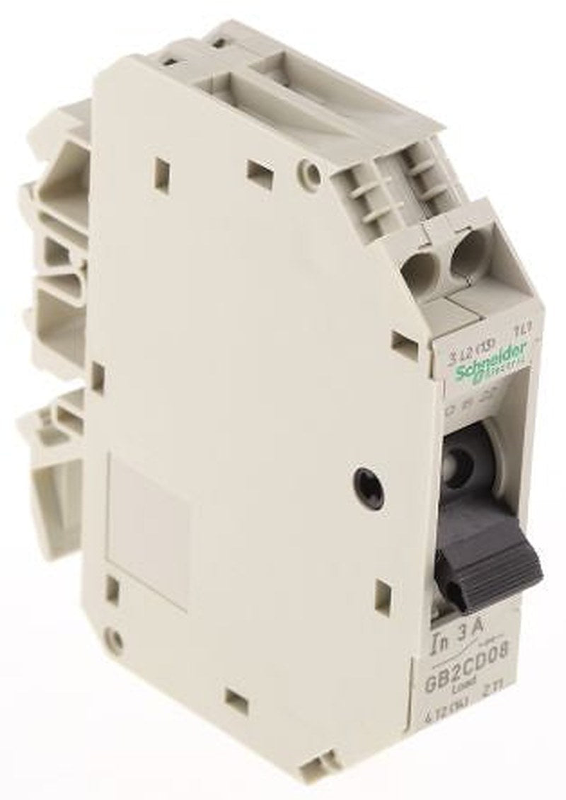 Schneider Electric TeSys GB2 Thermal Circuit Breaker - 1-Pole, DIN Rail, 3A Current Rating, 3 kA, 110V ac, 48 V dc