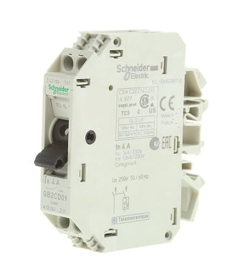 Schneider Electric TeSys GB2 Thermal Circuit Breaker - 1-Pole, DIN Rail, 4A Current Rating, 1.5 kA, 110V ac, 48 V dc