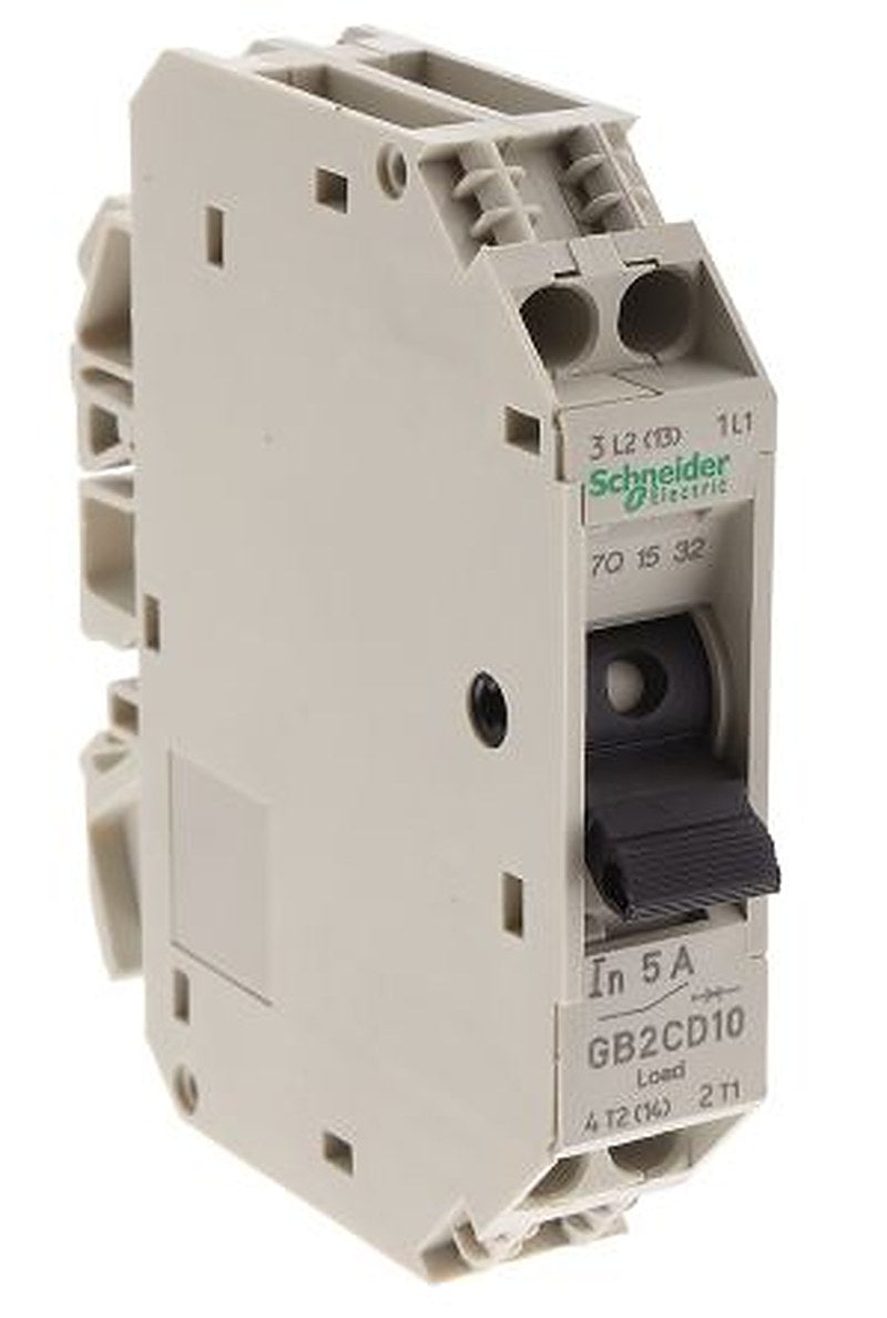 Schneider Electric TeSys GB2 Thermal Circuit Breaker - 1-Pole, DIN Rail, 5A Current Rating, 2 kA, 110V ac, 48 V dc
