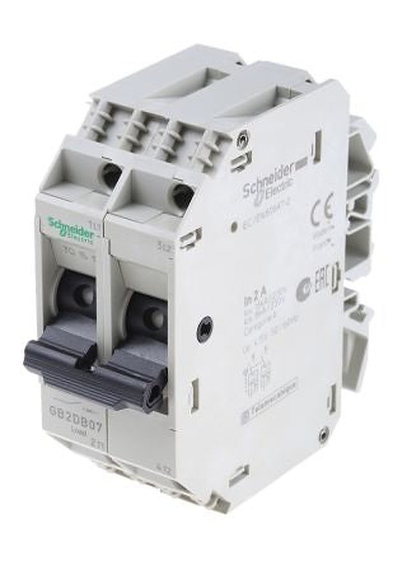 Schneider Electric TeSys TeSyS GB2 Thermal Circuit Breaker - 2-Pole, DIN Rail, 2A Current Rating, 1.5 kA, 110V ac, 48 V