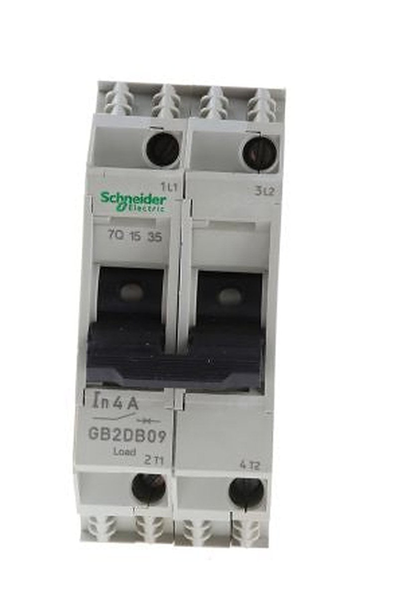 Schneider Electric TeSys TeSyS GB2 Thermal Circuit Breaker - 2-Pole, DIN Rail, 4A Current Rating, 1.5 kA, 110V ac, 48 V