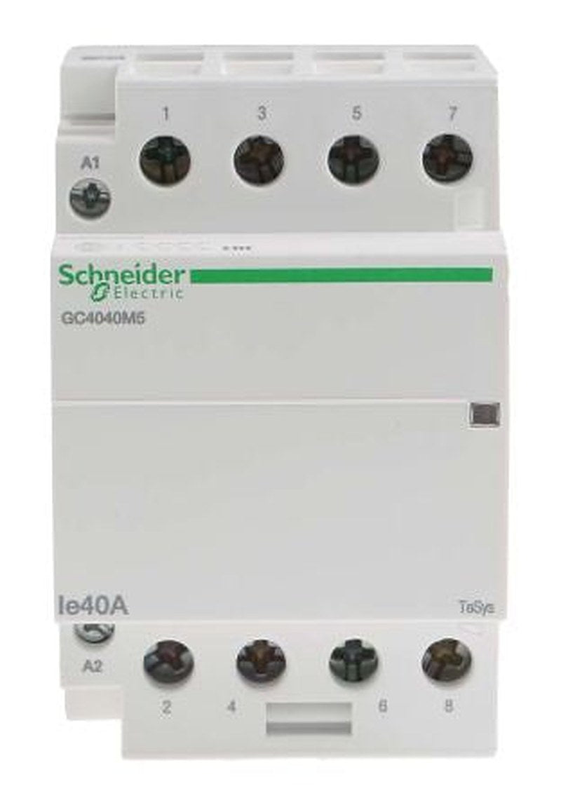Schneider Electric TeSyS GC Contactor, 230V ac Coil, 4-Pole, 40 A, 3.2 W 230V ac, 4 NO, 415V ac