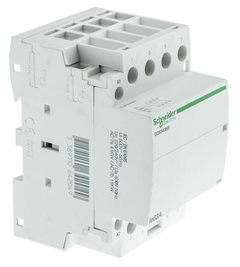 Schneider Electric TeSyS GC Contactor, 230V ac Coil, 4-Pole, 63 A, 8 W 230V ac, 4 NO, 415V ac