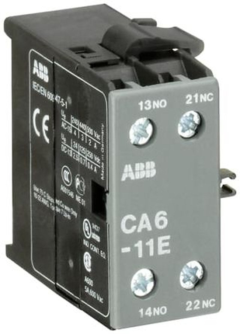 ABB Auxiliary Contact, 2 Contact, 1 NO/1 NC, CA6, Surface, 6 A, 250 V dc, 690V ac, GJL1201317R0002