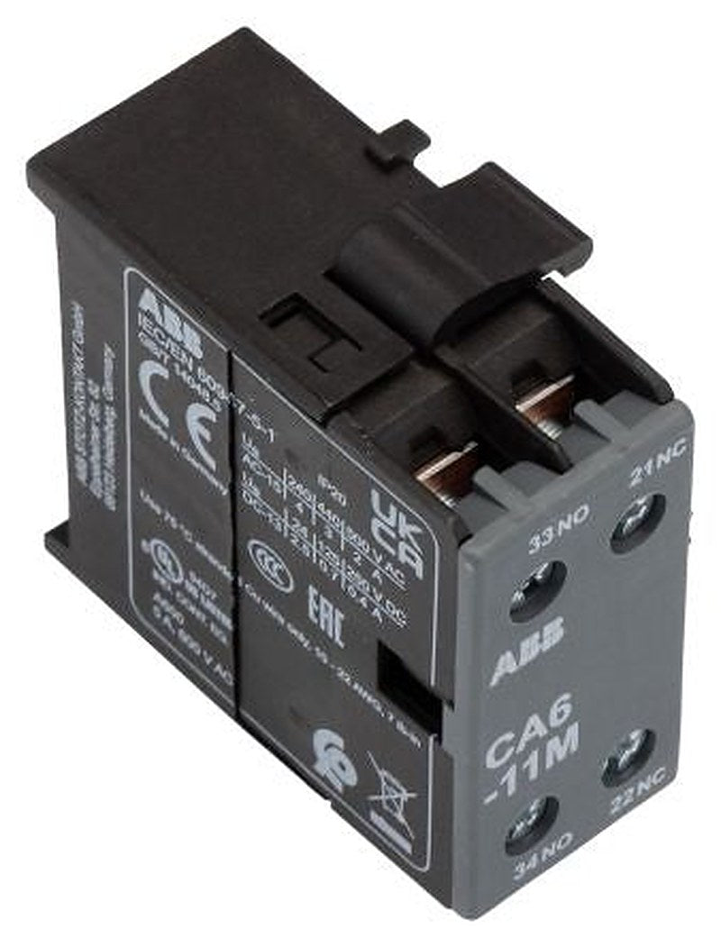 ABB Auxiliary Contact, 2 Contact, NO/NC, CA6, Side, 6 A, 600V, GJL1201317R0003 CA6-11M