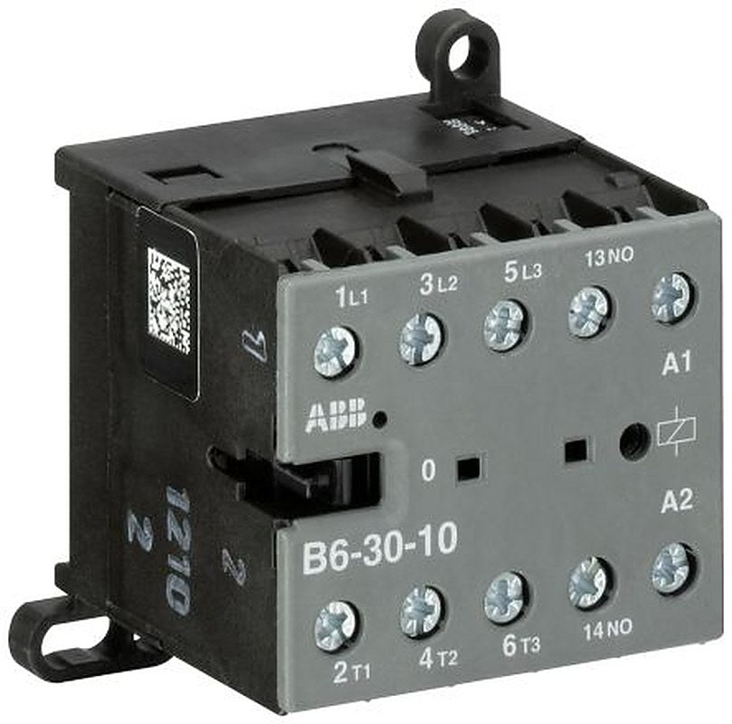 ABB B6 Contactor, 380V ac, 415 V ac Coil, 3-Pole, 20 A, 7.5 kW 425V, 1 NO, 600V ac