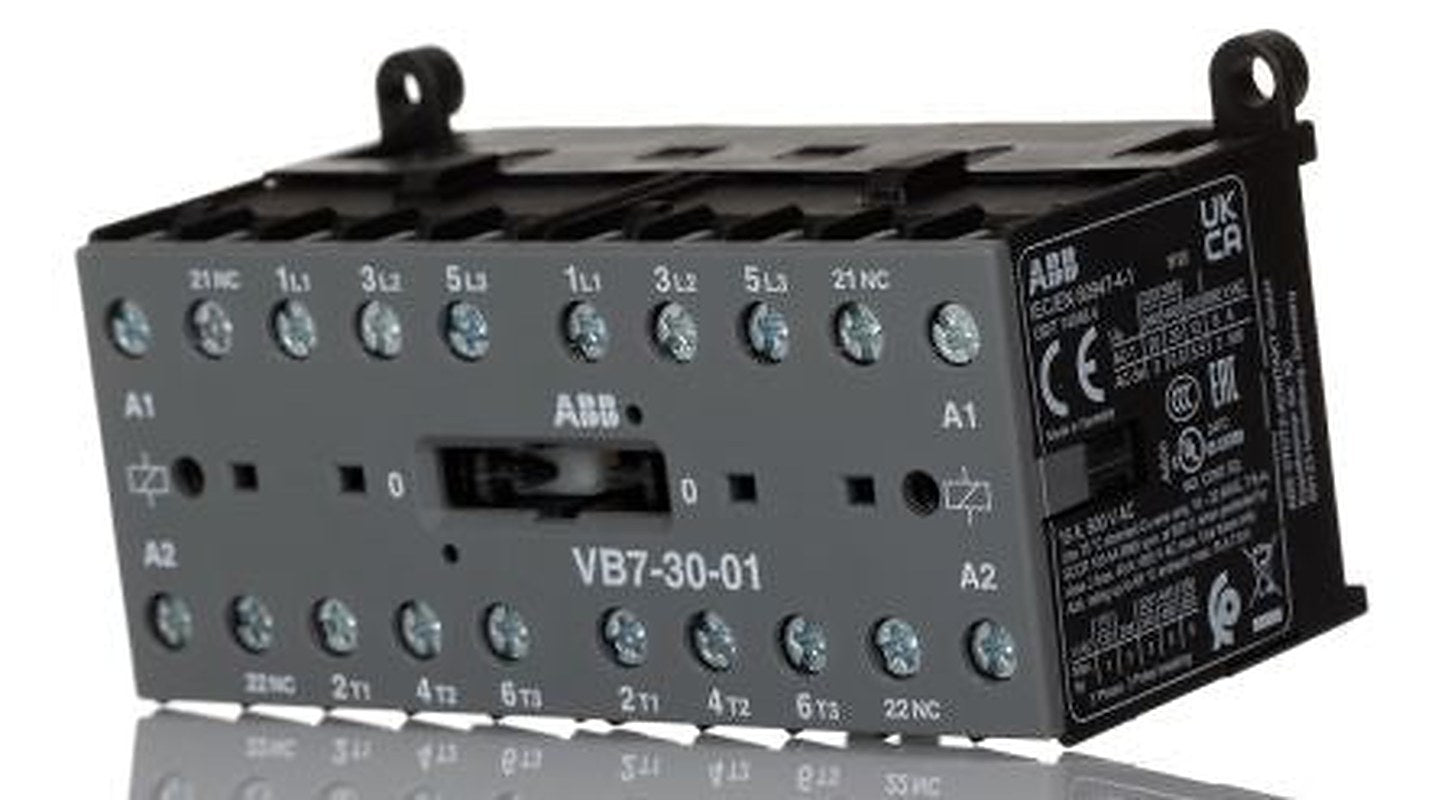 ABB VB Contactor, 24V Coil, 3-Pole, 20 A, 5.5 kW 24V ac, 3 NO