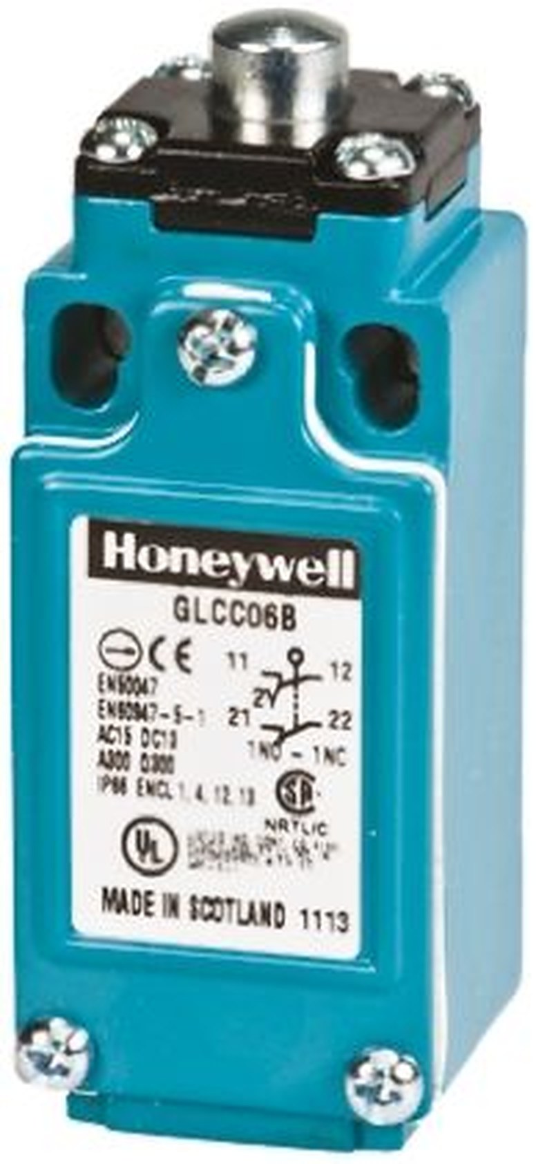 Honeywell GLC Series Plunger Limit Switch, 2 NC, IP66, Die Cast Zinc Epoxy Coated Housing, 600V ac, 10A
