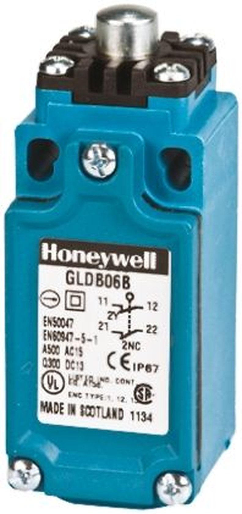 Honeywell GLD Series Plunger Limit Switch, DPST, IP66, Fibreglass Reinforced Thermoplastic Housing, 240V ac, 10A