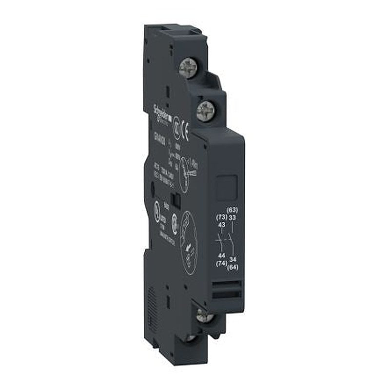 Schneider Electric Auxiliary Contact, 2 Contact, 2 NO, TeSyS GV, Side, 6 A, 240 V dc, 690V ac, GVAN20