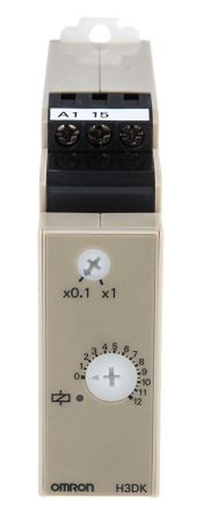 Omron H3DK Series DIN Rail Timer Relay, 1-Contact, 12 to to 240 V dc 100V ac, 120 V ac, 1 to 12 s, 0.1 to 1.2 s,