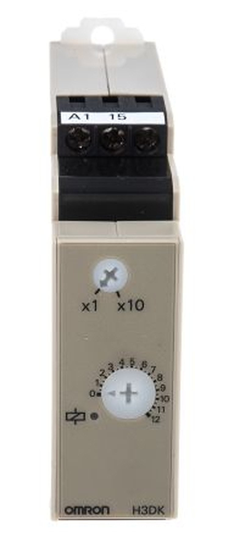 Omron H3DK Series DIN Rail Timer Relay, 1-Contact, 12 to to 240 V dc 200V ac, 240 V ac, 1 to 12, 10 to 120 s, 1-Function