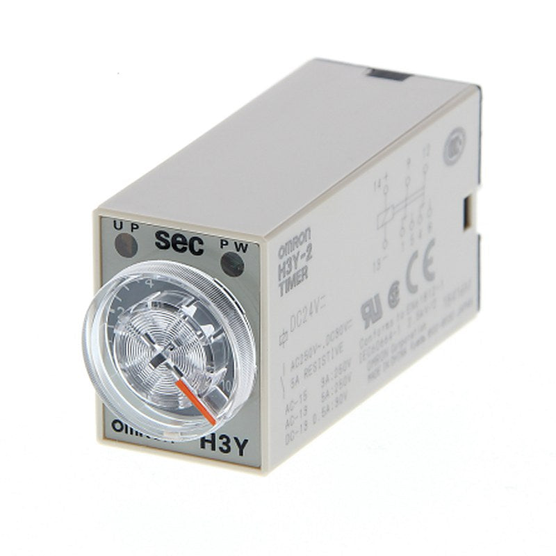Omron New H3Y Series Surface, DIN Rail Timer Relay, 22-Contact, 100 to 120 V, 0.04 s to 3 h, 1-Function