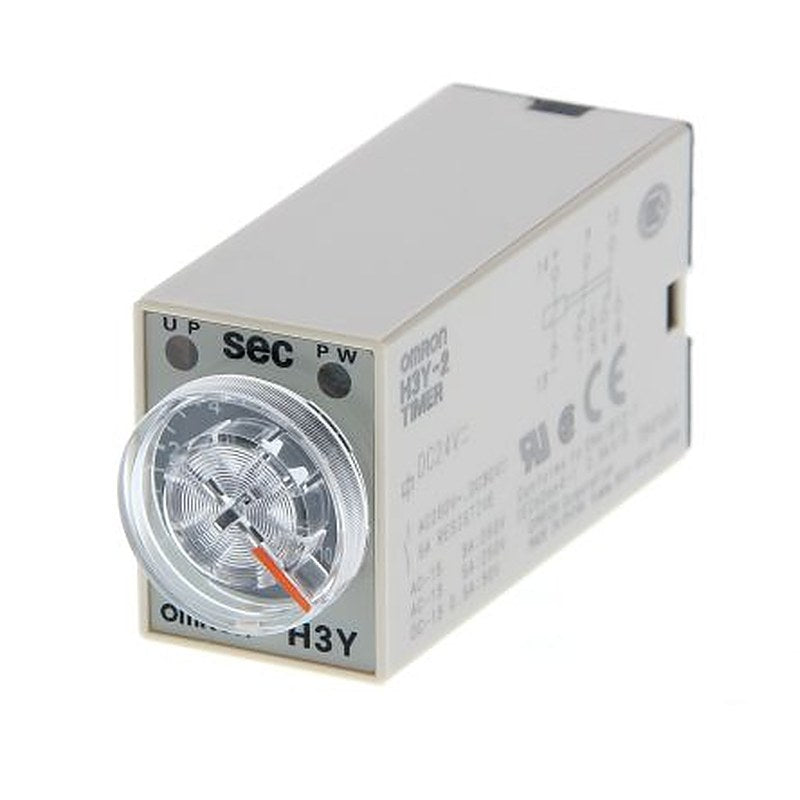 Omron H3Y Series DIN Rail, Surface Timer Relay, 4-Contact, 125 V dc, 0.04 s to 3 h, 1-Function, DPDT Switch