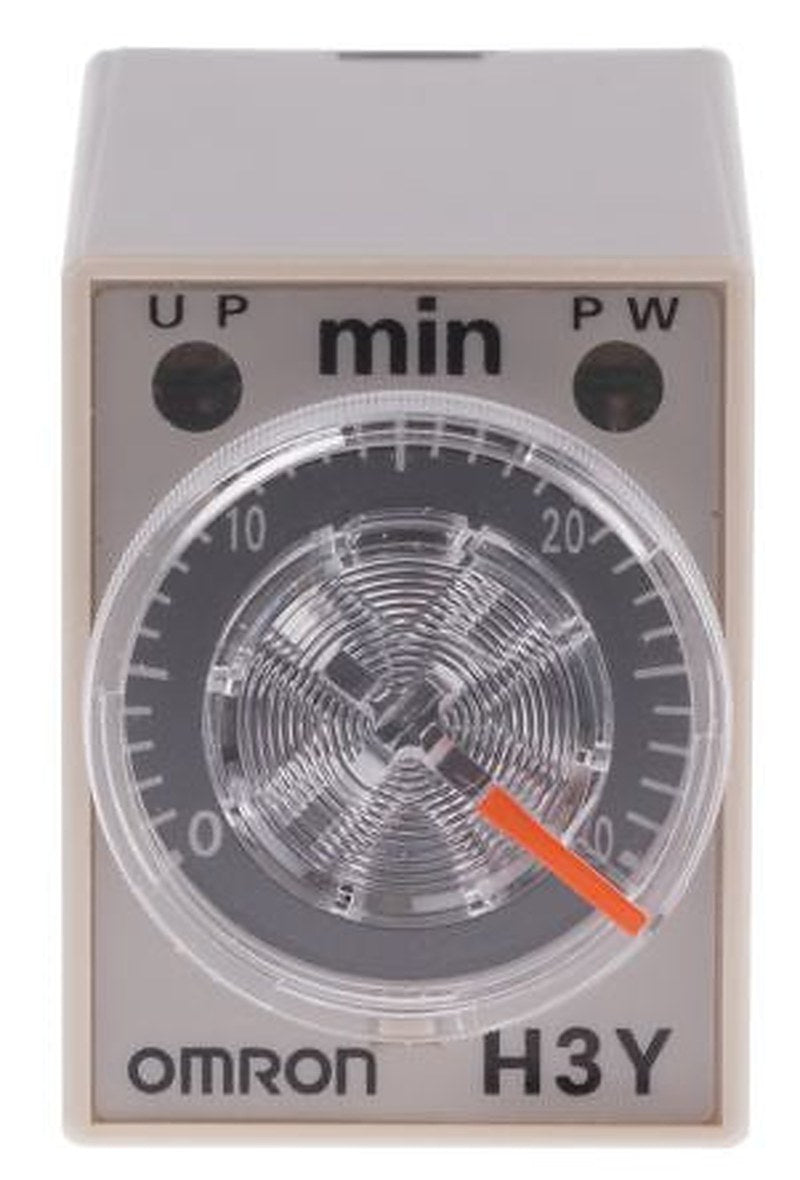 Omron H3Y-4 Series DIN Rail Timer Relay, 4-Contact, 125 V 100V ac, 120 V ac, 1 to 30 min, 1-Function, 4PDT Switch