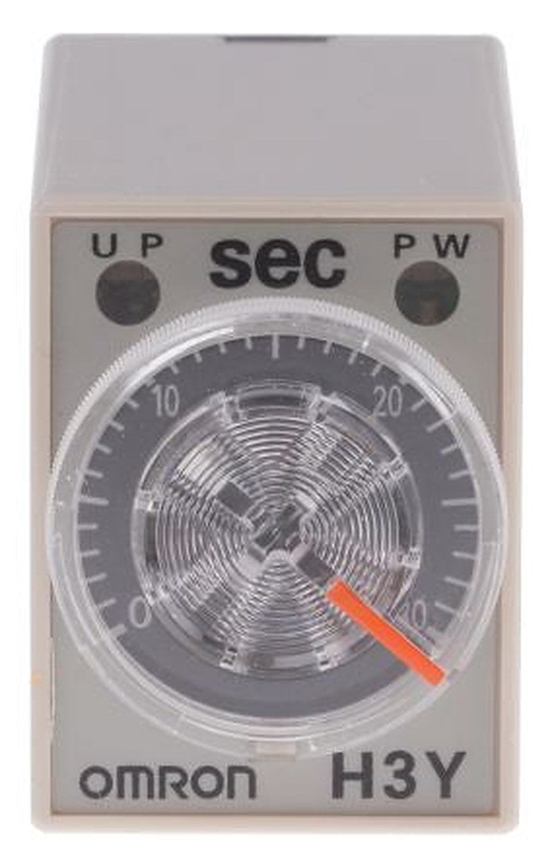 Omron H3Y-4 Series DIN Rail Timer Relay, 4-Contact, 125 V dc 100V ac, 120 V ac, 1 to 30 s, 1-Function, 4PDT Switch
