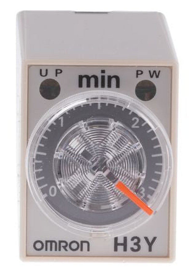 Omron H3Y-4 Series DIN Rail Timer Relay, 4-Contact, 125 V 100V ac, 120 V ac, 0.1 to 3 min, 1-Function, 4PDT Switch