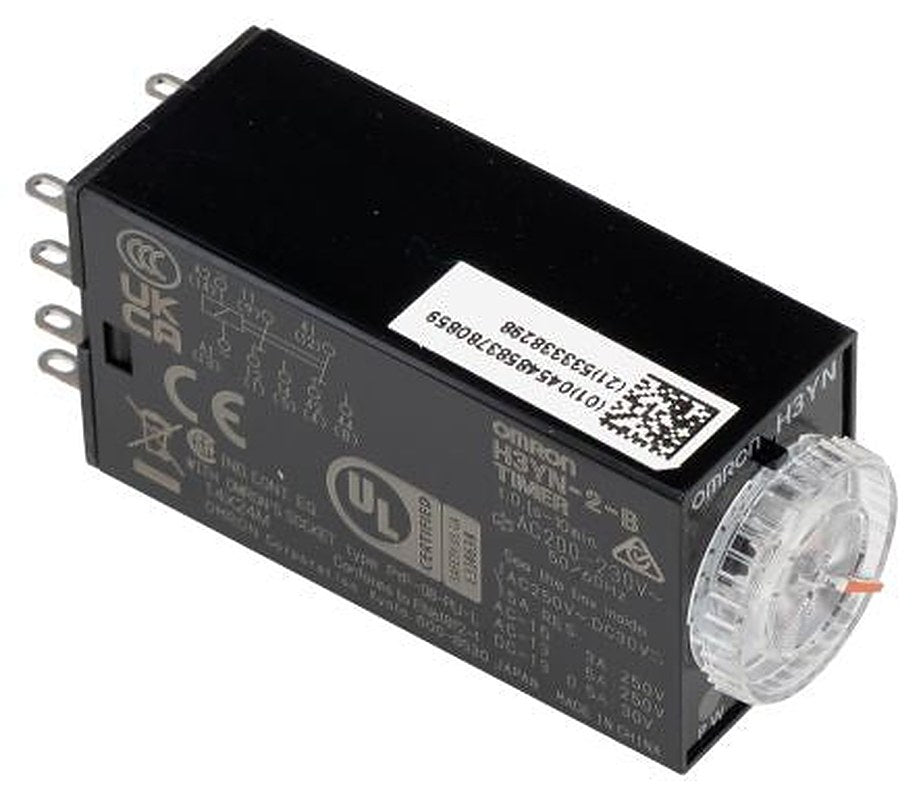 Omron H3YN Series Panel Timer Relay, 4-Contact, 125 V dc 200V ac, 230 V ac, 0.1 s to 10 min, Multifunction-Function,