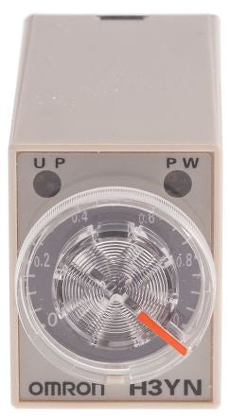 Omron H3YN Series DIN Rail Timer Relay, 2-Contact, 24 V ac 24V ac, 0.1 min to 10 h, Multifunction-Function, DPDT Switch