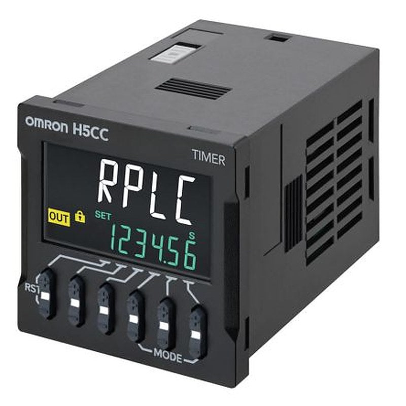 Omron H5CC Series DIN Rail, Flush, Surface Timer Relay, 8-Contact, 24 V dc 240 V, 24 V ac, 0.001 to 9.999 s, 0.01 to