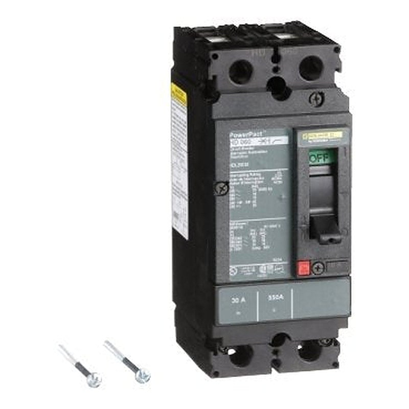 Circuit breaker, PowerPacT H, 30A, 2 pole, 600VAC, 14kA, lugs, thermal magnetic, 80% (Circuit breaker PowerPacT H) is a Schneider Electric product. Designed for reliable performance and long service life. Available across Iraq — contact us for pricing and delivery options.
