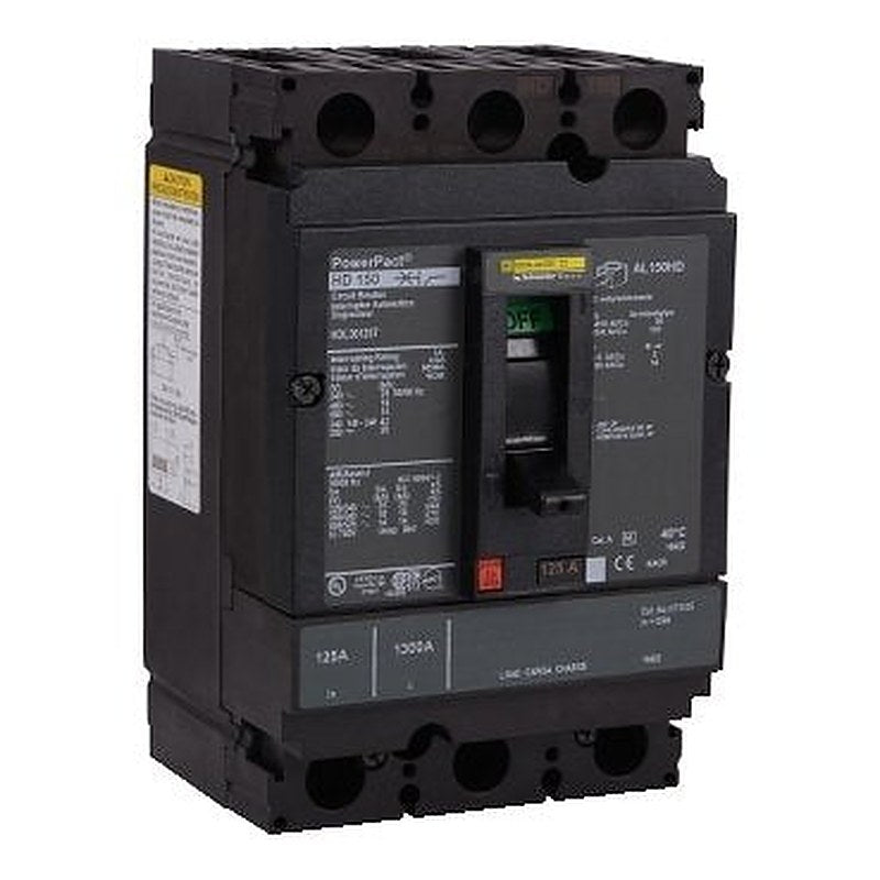 Circuit breaker, PowerPacT H, 125A, 3 pole, 600VAC, 14kA, lugs, thermal magnetic, 80%, interchangeable trip unit (Circuit breaker PowerPacT H) is a Schneider Electric product. Designed for reliable performance and long service life. Available across Iraq — contact us for pricing and delivery options.