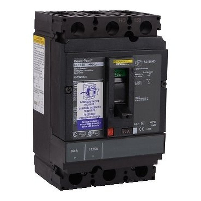 Circuit breaker, PowerPacT H, 90A, 3 pole, 600VAC, 14kA, lugs, thermal magnetic, 80%, shunt (Circuit breaker PowerPacT H) is a Schneider Electric product. Designed for reliable performance and long service life. Available across Iraq — contact us for pricing and delivery options.