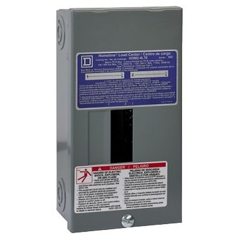 Load center, Homeline, 1 phase, 2 spaces, 4 circuits, 70A fixed main lugs, NEMA1, surface cover, consumer pack (Load center Homeline) is a Schneider Electric product. Designed for reliable performance and long service life. Available across Iraq — contact us for pricing and delivery options.