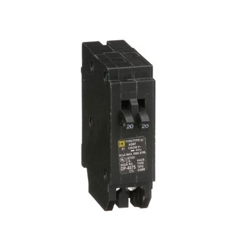 Tandem circuit breaker, Homeline, 2 x 1 pole at 20A, 120/240VAC, 10kA AIR, plug in, UL (Tandem circuit breaker Homeline) is a Schneider Electric product. Designed for reliable performance and long service life. Available across Iraq — contact us for pricing and delivery options.