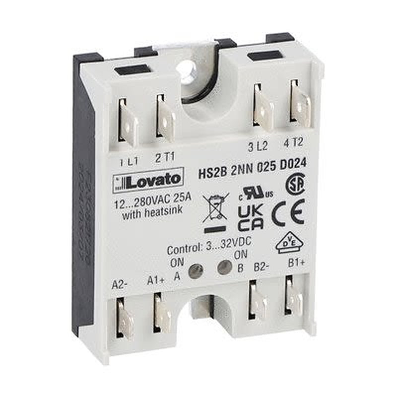 Lovato HS2 Series Relay, 25 A Load, DIN Rail Mount, 280 V ac Load, 32V dc Control