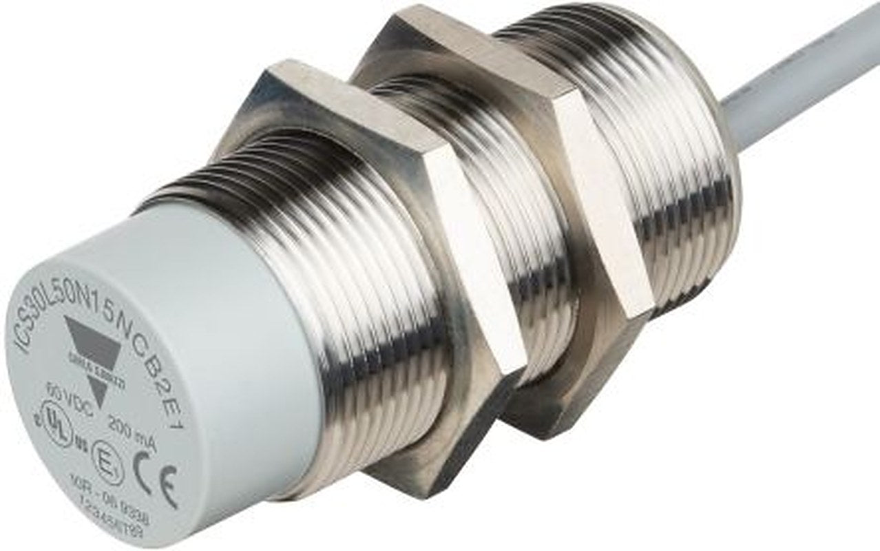 Carlo Gavazzi ICS30L50N22NOB2E1 Threaded Barrel Inductive Proximity Sensor, M30 NPN ICS30 60V dc 22 mm 60 V dc 200mA