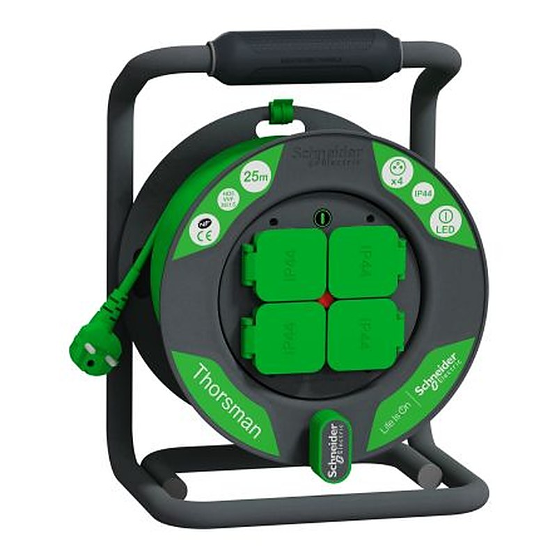 Schneider Electric 25 m 4 Socket Type E - French Cable Reel Cable Reel, 230V, IP44