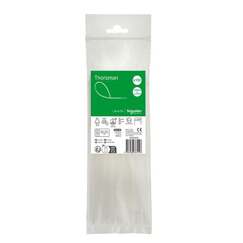 Schneider Electric Cable Tie, Cable Tie, 200 mm x 2.5mm, Clear Polyamide 66