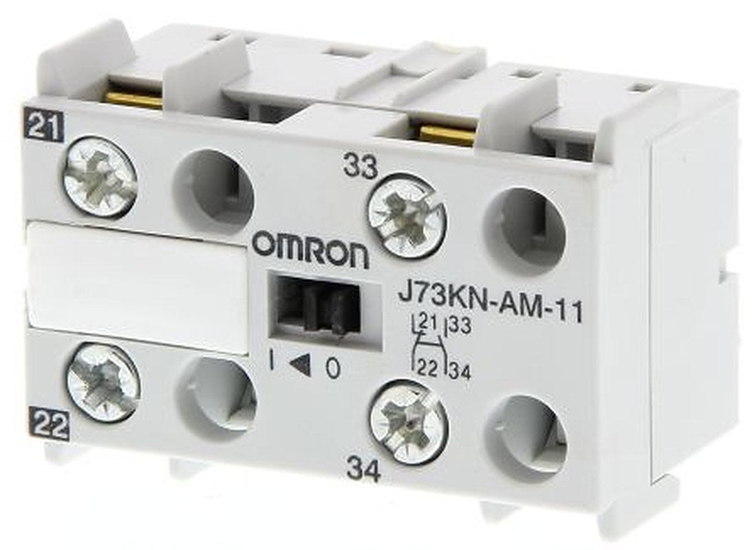 Omron Auxiliary Contact Block, 2 Contact, 1 NO/1 NC, J73KN, Screw, 25 A, 690V, J73KN-AM-11V