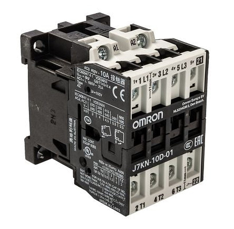 Omron J7KN Contactor, 24V ac Coil, 3-Pole, 10 A, 4 kW 24V ac, 1 NC, 415V