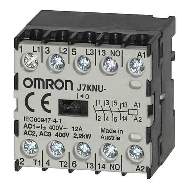 Omron J7KNU Contactor, 60V dc Coil, 3-Pole, 5 A, 2.2 kW, 3 NO/1 NC, 400V