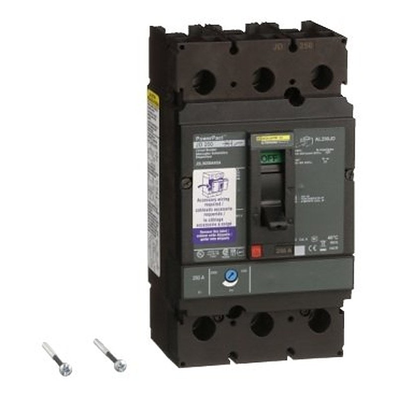 Circuit breaker, PowerPacT J, 250A, 3 pole, 600VAC, 14kA, lugs, thermal magnetic, 80%, aux, shunt (Circuit breaker PowerPacT J) is a Schneider Electric product. Designed for reliable performance and long service life. Available across Iraq — contact us for pricing and delivery options.