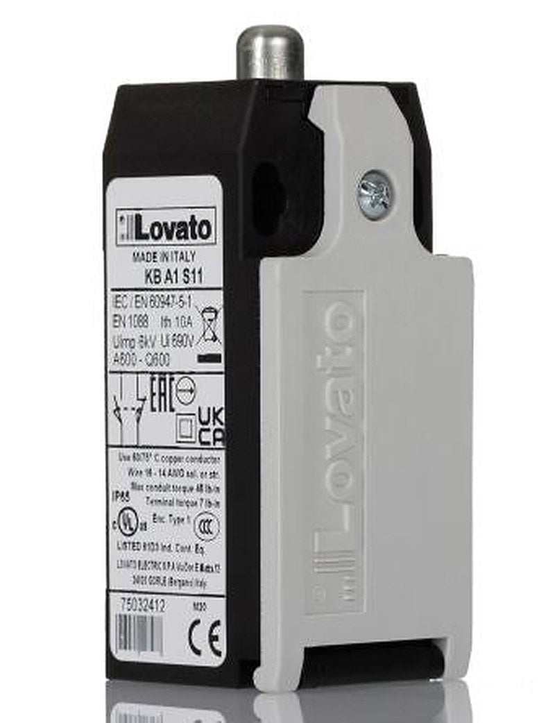 Lovato K Series Plunger Limit Switch, IP65, IP20, Thermoplastic Housing, 690V ac, 10A