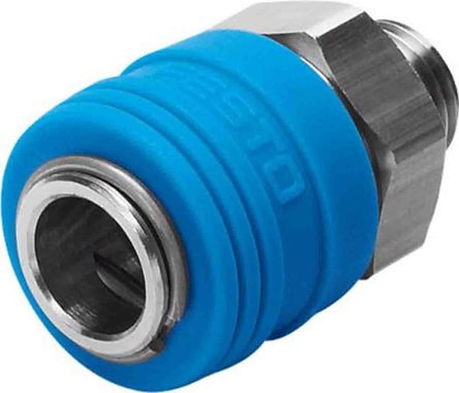 Festo Pneumatic Quick Connect Coupling, 1/4 in Male G Self-Closing with Non-Return Valve