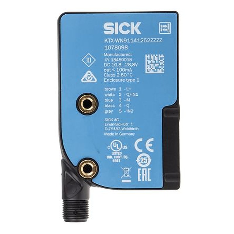 SICK Contrast Sensor RGB LED 13 mm, NPN, 100 mA, IP67 28.8V dc