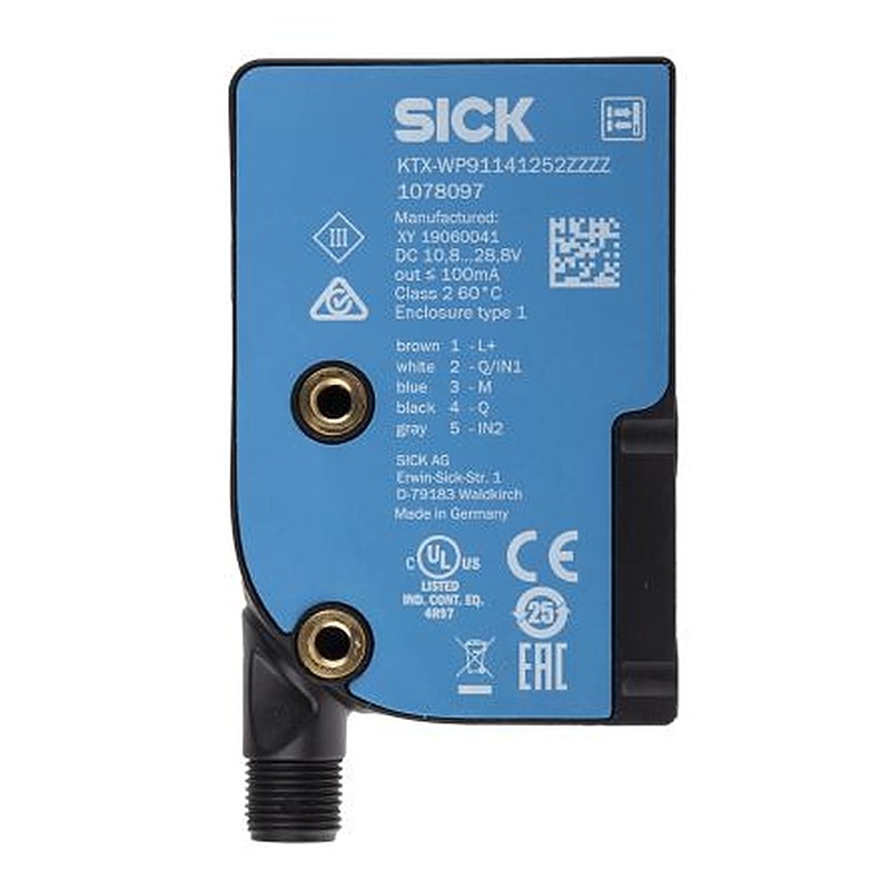 SICK Contrast Sensor RGB LED 13 mm, PNP, 100 mA, IP67 28.8V dc