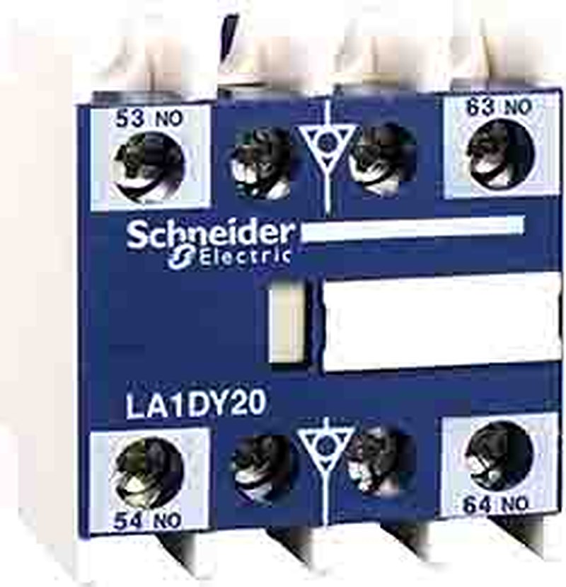 Schneider Electric Auxiliary Contact Block, 2 Contact, 2 NO, TeSyS CA, DIN Rail, 0.1 A, 125V ac, LA1DX20