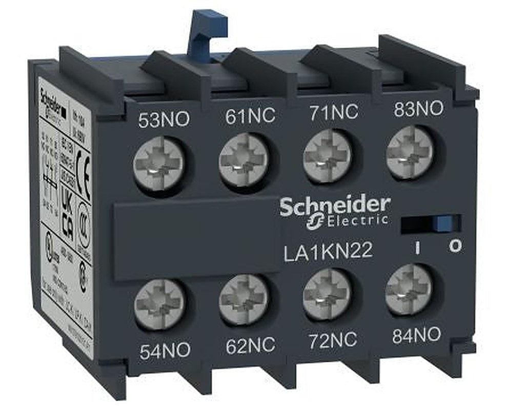 Schneider Electric Auxiliary Contact, 4 Contact, 4 NO, LA1K, Front, 10 A, 600V ac, LA1KN40