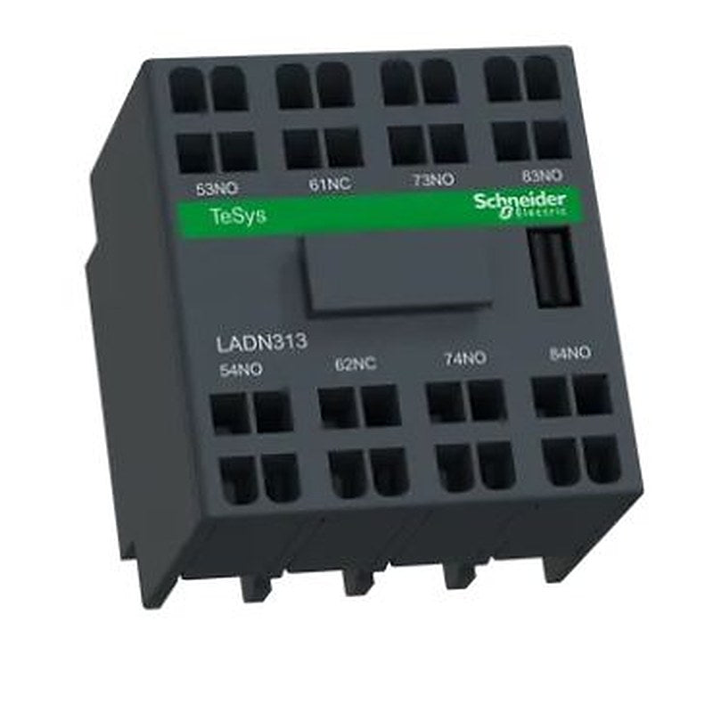 Schneider Electric Auxiliary Contact Block, 3 Contact, 3 NO/1 NC, TeSyS D, Front, 5 mA, 17V, LADN313