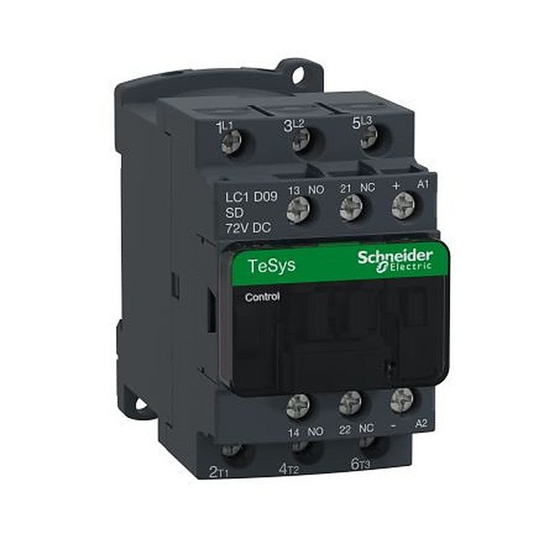 Schneider Electric TeSyS D Contactor, 72V dc Coil, 3-Pole, 9 A, 4 kW, 3 NO, 600V ac